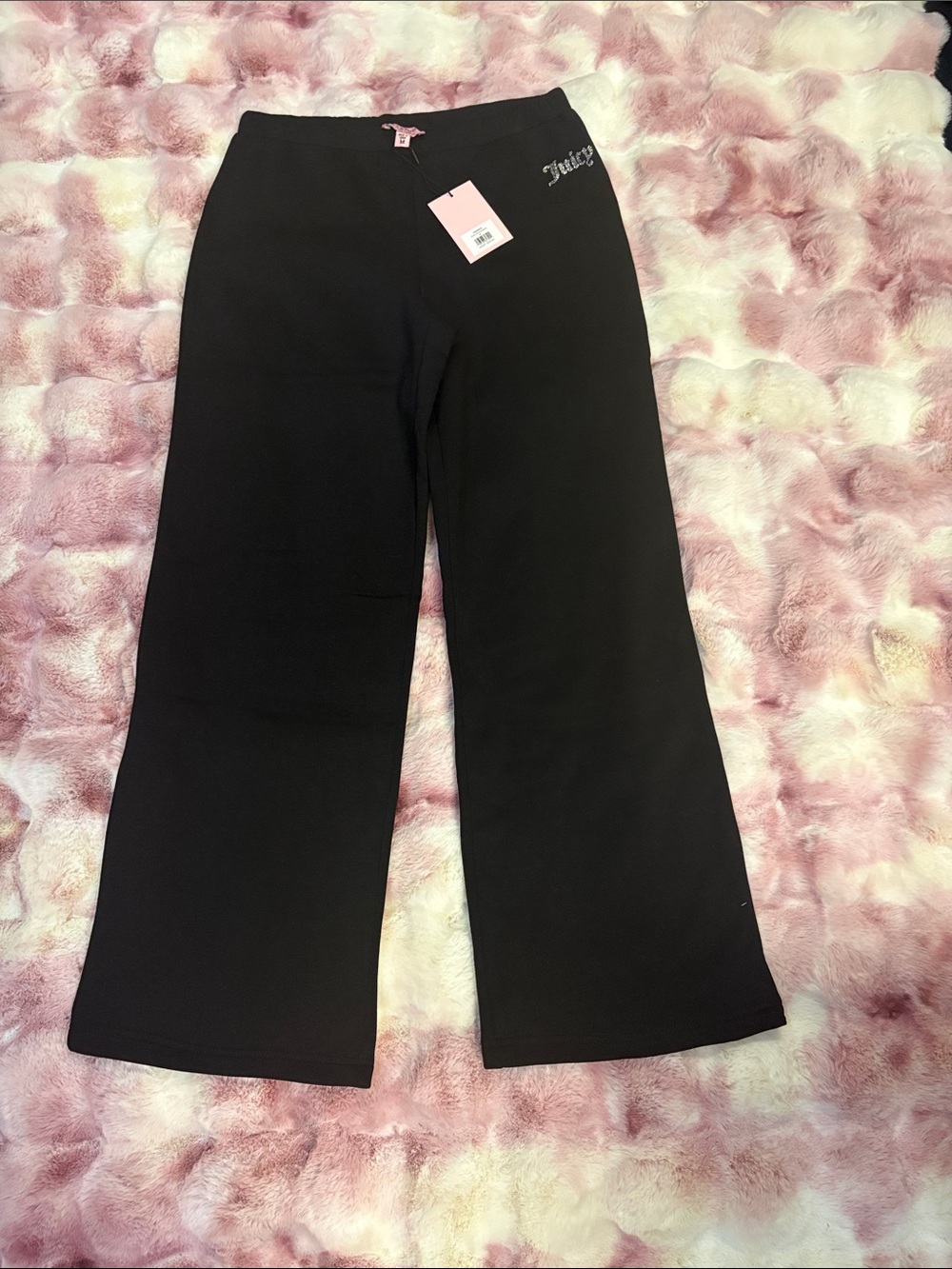 Juicy Couture Black Sweatpants with bling juicy logo and pink crowns size medium
